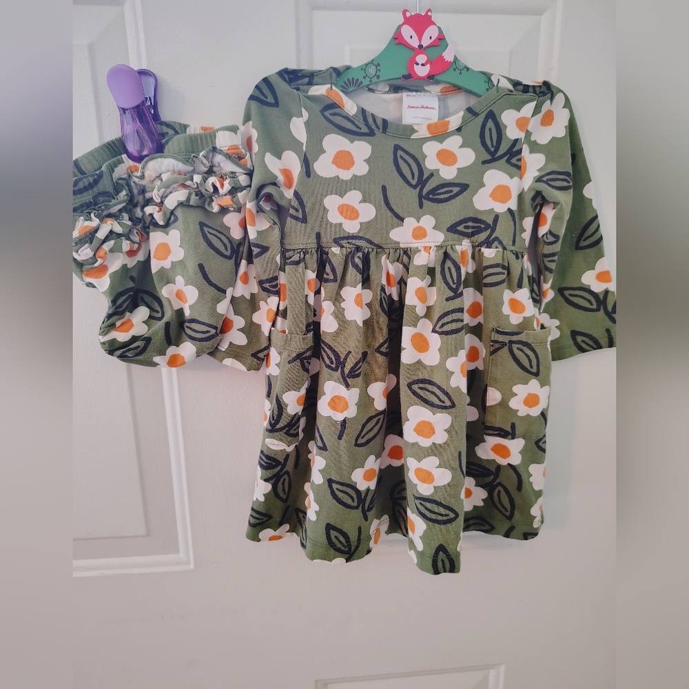 Hannah Andersson matching girl dress with bloomers 18-24 month set outfit floral